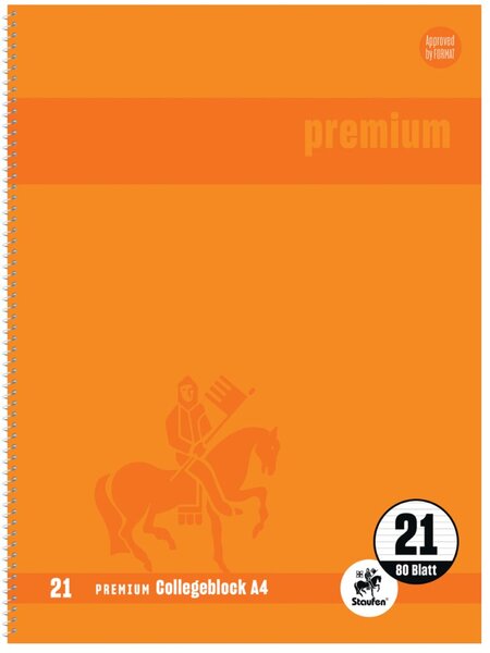 Collegeblock, A4, liniert, 80 Blatt, orange, 90g/qm, LIN.21