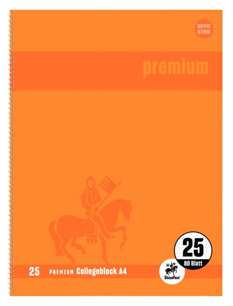 Collegeblock, A4, liniert 80 Blatt, orange, 90g/qm, LIN.25, mit