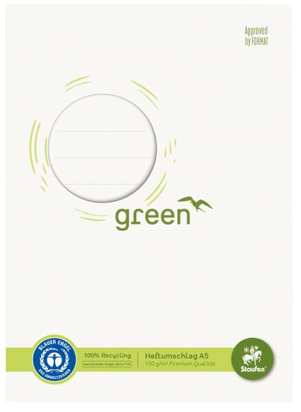 Green Heftschoner A5, Papier, weiß, Recycling Papier 150 g/qm