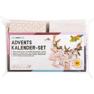 folia Adventskalender-Set BASIC, Stoffbeutel, 49-teilig