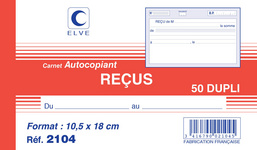 ELVE Manifold "Reçus avec TVA", 105 x 180 mm, dupli