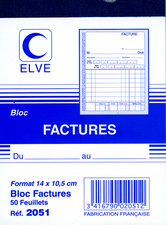 ELVE Bloc "factures", 140 x 105 mm, 50 feuillets