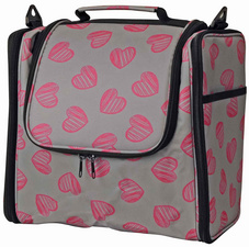 KLEIBER Garn- & Strickzubehör-Tasche "Herzen", grau/pink