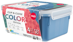 emsa Frischhaltedose CLIP & CLOSE COLOR, 4er Set, blau