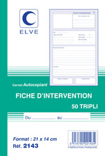 ELVE Manifold "Fiche d'intervention", original + 2 duplicata