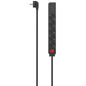 hama USB 3,4A 5-fach Steckdosenleiste mit Schalter 1,4 m schwarz mit USB-Buchse