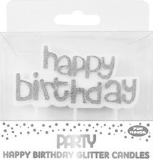 Clairefontaine Kuchenkerze "Happy Birthday", silber