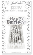 Clairefontaine Geburtstagskerzen "Happy Birthday", silber