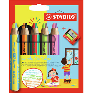 STABILO Multitalentstift woody 3 in 1 duo, 5er Karton-Etui