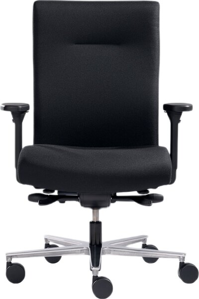 Bürodrehstuhl Sumo, ohne Kopfstütze mit Armlehne, Stoffbezug schwarz