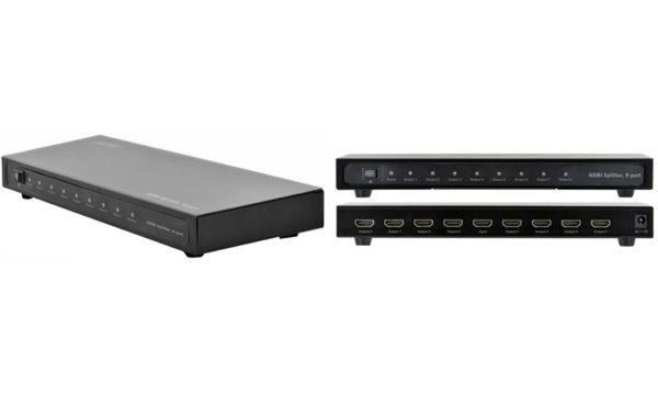 DIGITUS HDMI Splitter 8-Port 1080p 3D HDMI High Speed 2.25 Ghz/225 MHz Metallge