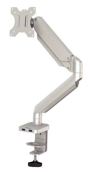 Monitorarm Platinum Einzelarm, silber 8 kg, Klemme/Kabeldurchführung