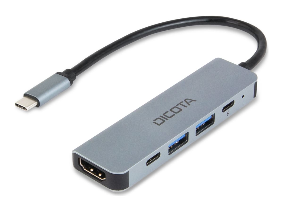 DICOTA USB-C 5-in-1 Video Hub 4K PD 100W silver