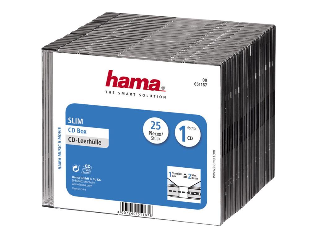 Image Hama CD-Leerhülle CD-Box-Slim 1x25 Schwarz 51167