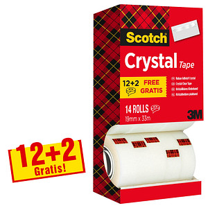 Image 12 + 2 GRATIS: Scotch Crystal Klebefilm kristall-klar 19,0 mm x 33,0 m 12 Rollen + GRATIS 2 Rollen