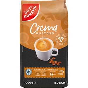 Image GUT&GÜNSTIG Crema Gustoso Kaffeebohnen Arabicabohnen kräftig 1,0 kg