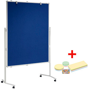 Image AKTION: MAUL Moderationswand MAULpro 120,0 x 150,0 cm blau + GRATIS Moderations-Starter-Set, bestehend aus je 120 Moderationskarten Ø 9,5 cm, Ø 13,5 cm, 9,5 x 20,0 cm, 200 Signal-Nadeln