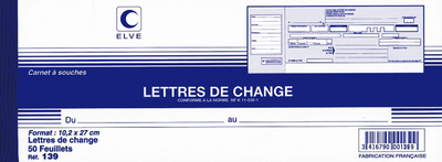 Image ELVE Carnet à souche "Lettres de change", 102 x 270 mm