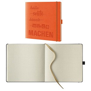Image Lediberg Notizbuch 'MACHEN' quadratisch kariert, orange Hardcover 248 Seiten