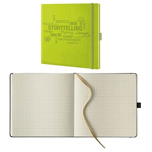 Image Lediberg Notizbuch Storytelling quadratisch kariert, lemongreen Hardcover 248 Seiten