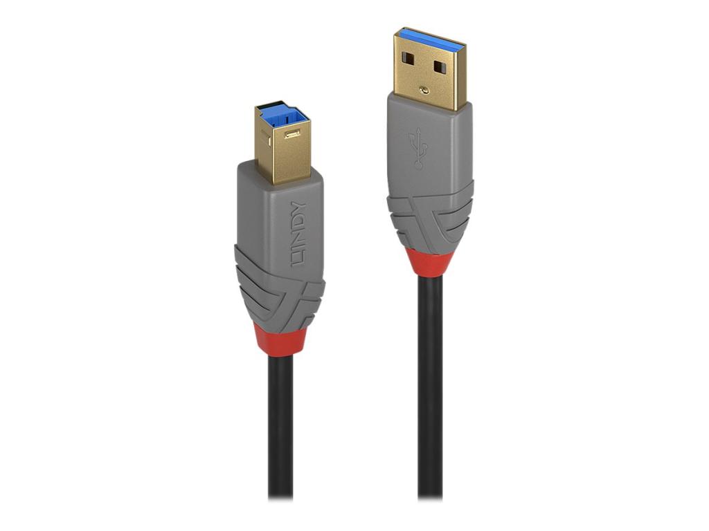 Image LINDY USB 3.0 Kabel Typ A/B Anthra Line 0.5m