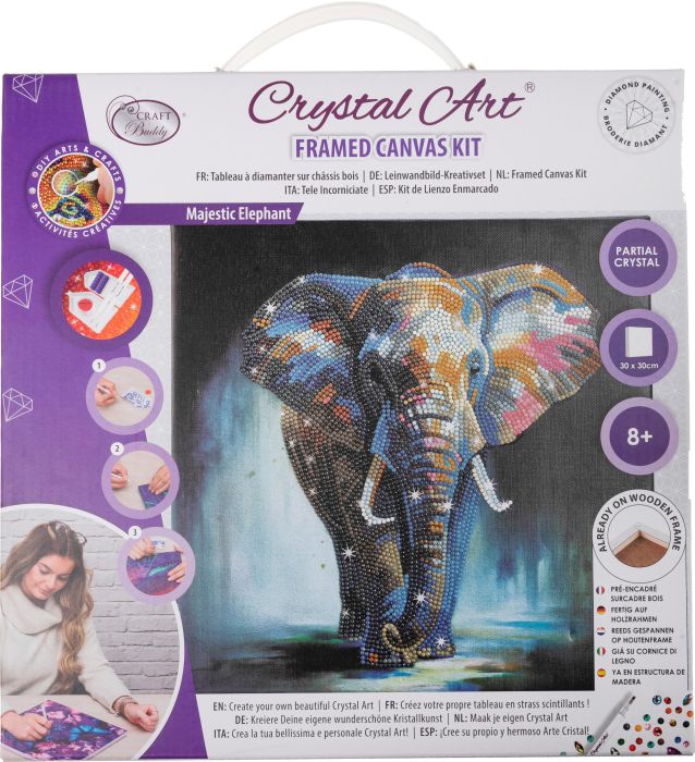 Image Crystal Art Leinwandbild Elephant 30x30c