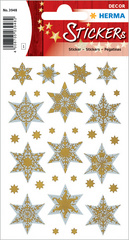 Image HERMA Weihnachts-Sticker DECOR "Sterne", gold, Reliefprägung