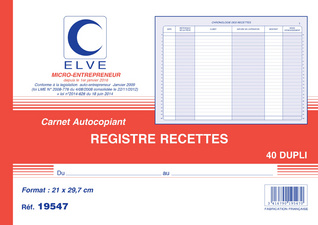 Image ELVE Manifold "Recettes: auto-entrepreneurs", 40 feuillets