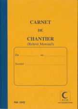 Image ELVE Carnet de chantier, relevé mensuel, 190 x 130 mm