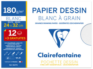 Image Clairefontaine Zeichenpapier "Blanc à Grain", Aktionspack