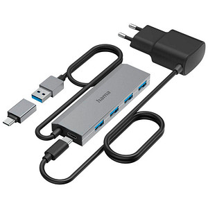 Image hama USB-Hub 4-fach grau