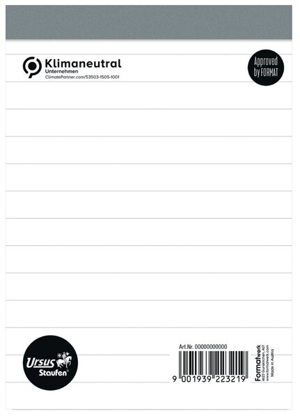 Image Notizblock ohne Deckblatt, A6, 50 Blatt, liniert, 60g/qm