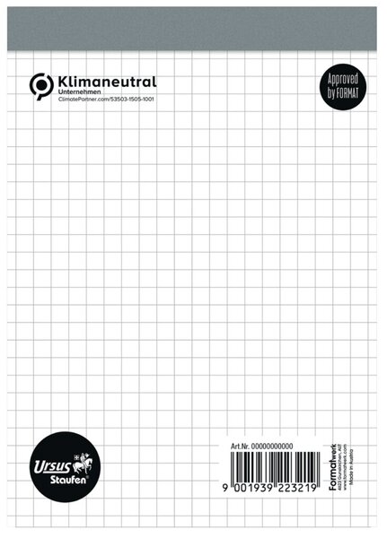 Image Notizblock ohne Deckblatt, A6, 50 Blatt, kariert, 60g/qm