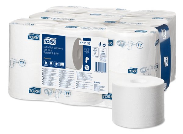 Image Toilettenpapier hülsenlos, 3-lagig, weiß, T7 System