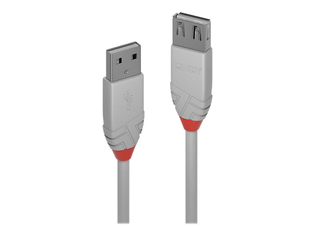 Image LINDY USB 2.0 Typ A Verlängerungskabel Anthra Line 1m