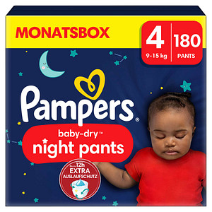 Pampers® Windeln night pants Größe Gr.4 (9-15 kg) für Babys, 180 St.