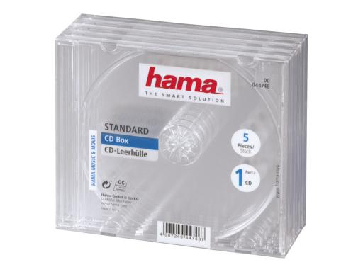 1x5 Hama CD-Box transparent Jewel-Case 44748