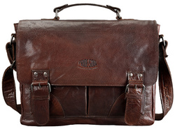 PRIDE&SOUL Umhängetasche "Business Bag L", Leder, braun