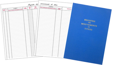 ELVE Registre "Mouvements des titres", 100 pages, format A4