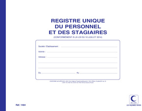 ELVE Registre unique du personnel & des stagiaires, 52 pages